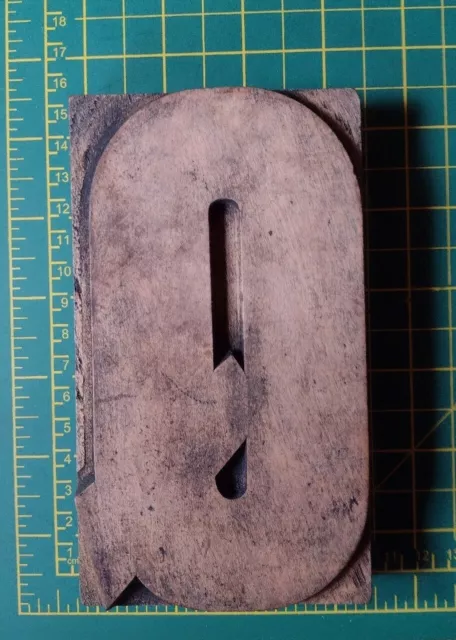 Vintage Letter Press Printers Block Wooden Large Letter Capital Q 14.8 X 8.3 Cm