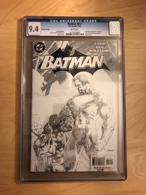 Batman 612 Sketch Variant 2nd Print CGC 9.4 NM DC 2003 Hush Superman Jim Lee