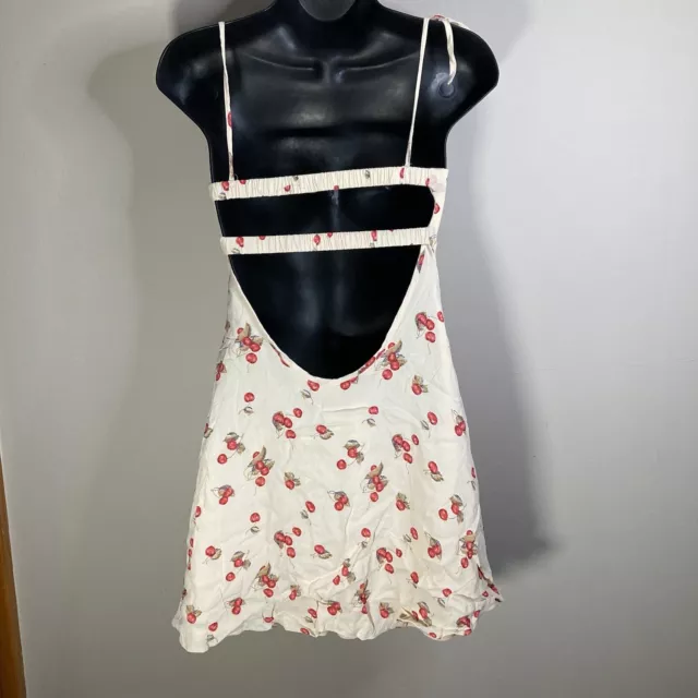 FOR LOVE & LEMONS Cherry Print Tie Front Sun Dress Open Back - Size Small 3