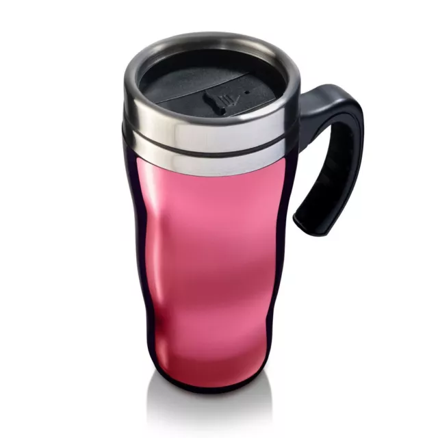 Insulated Coffee Mug Stainless Steel Tumbler Vacuum Travel Cup Handle Drink PINK