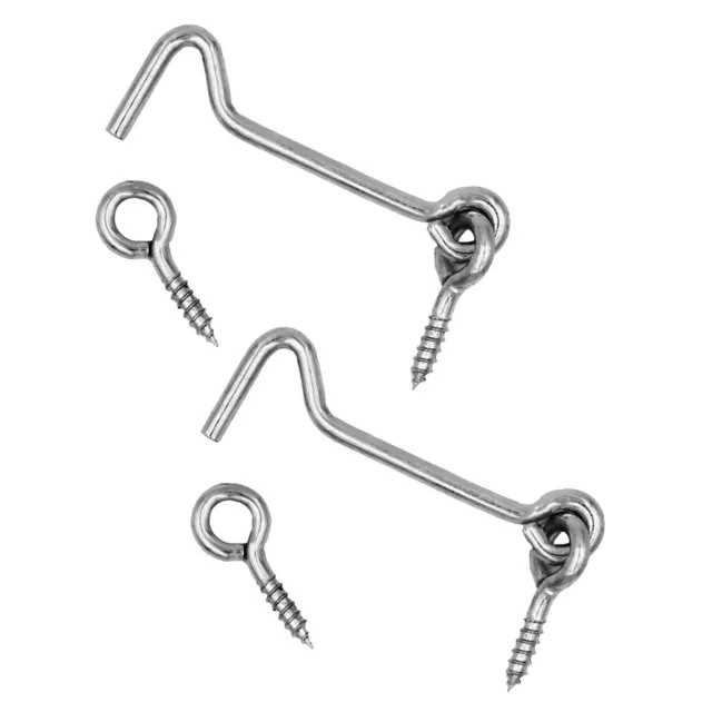 2 Set 4" inch Heavy Duty Zinc Plated Steel Hook & Eye Door Cabin Latch Farm Barn