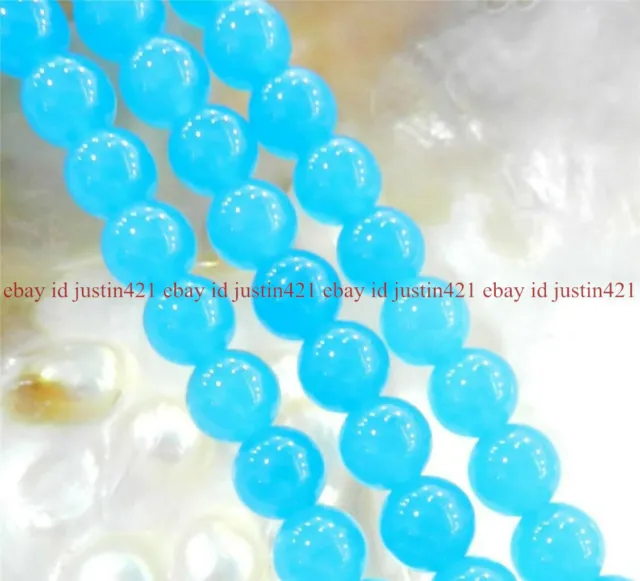 Natural 8mm South African Blue Topaz Gems Round Loose Beads 15" AAA