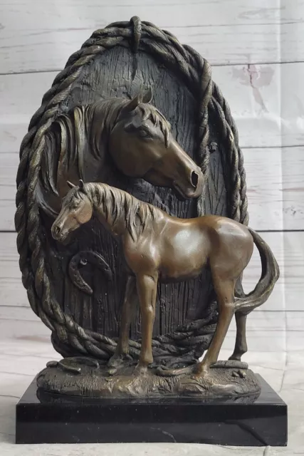 Buste Trophée Cheval Bronze Et Figurine Art Superbe Fait Sculpture Œuvre