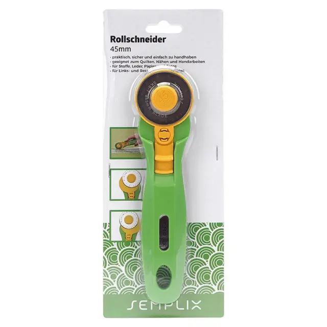 Semplix Rollschneider Maxi (für Links + Rechtshänder / 45 mm/ grün) Patchwork