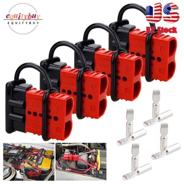 4PCS Quick Battery Connector Cable 50A Trailer Harness Disconnect Connect Plug