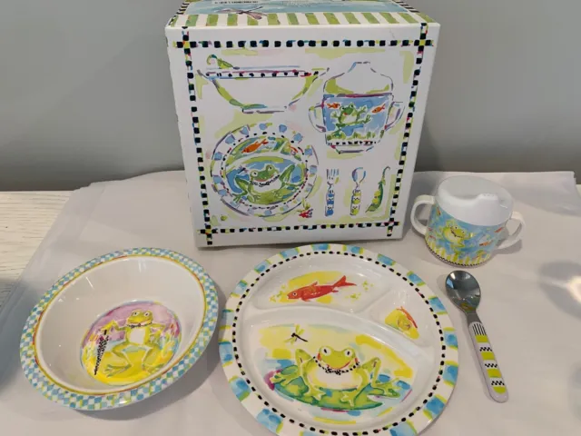 Mackenzie- Childs Children's Frog Dinnerware Set With Storage Box