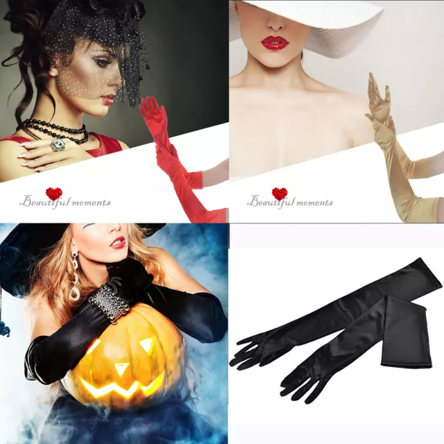 Women's Satin Long Gloves Wedding Opera Evening Party Night Dress Prom Gloves US