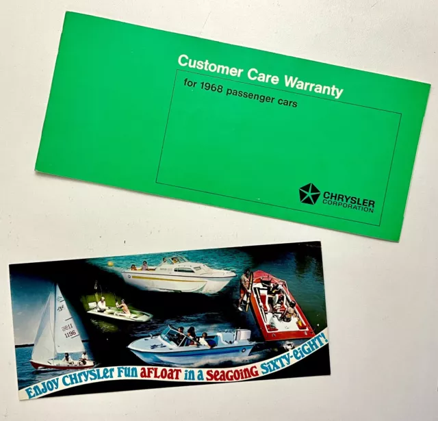 1968 Chrysler Corp Customer Care Warranty Vintage Cars Booklet Boat Postcard
