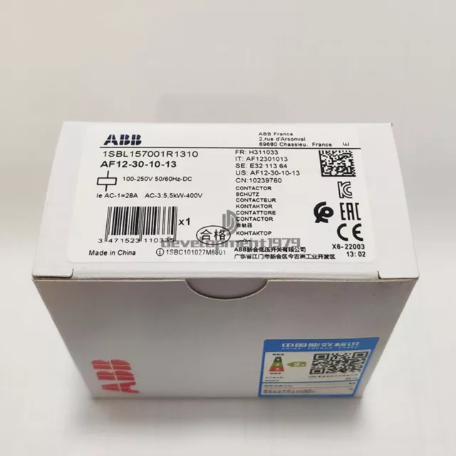 1Pcs ABB Dc Schütz AF12-30-10-13 100-250V Neu