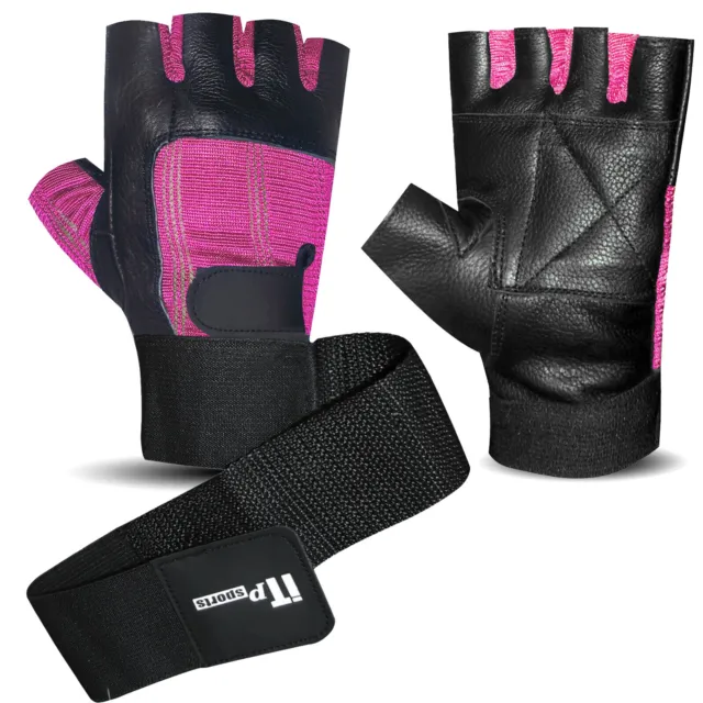 Ladies Weight Lifting Gloves Gym Workout Training Long Strap Gloves XS to L-XL