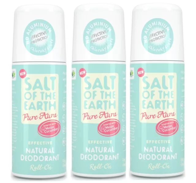 Salt of The Earth Melon Cucumber Roll-on Deodorant 75ml (Pack of 3)