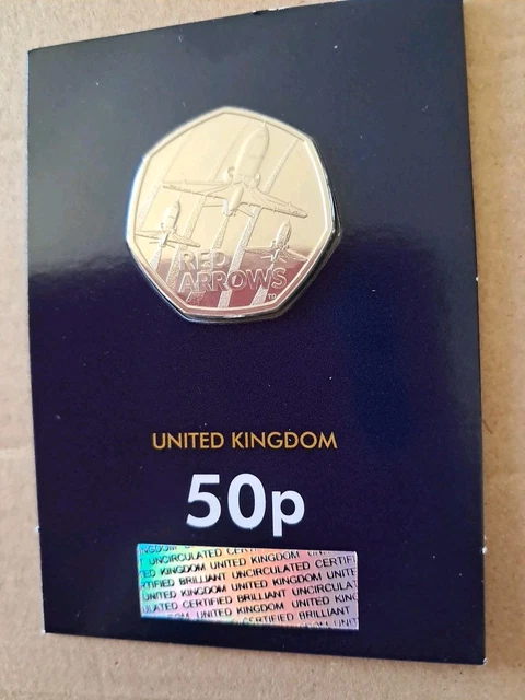 RARE COLLECTABLE COIN 2025 RED ARROWS CERTIFIED BU 50p 13 19 RARE COLLECTABLE COIN 2025 RED ARROWS.webp