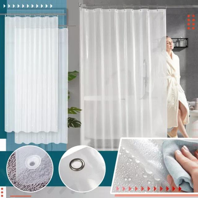 3D Mould Proof PEVA Translucent Metal Buttonhole Shower Curtain With 3 Magnets
