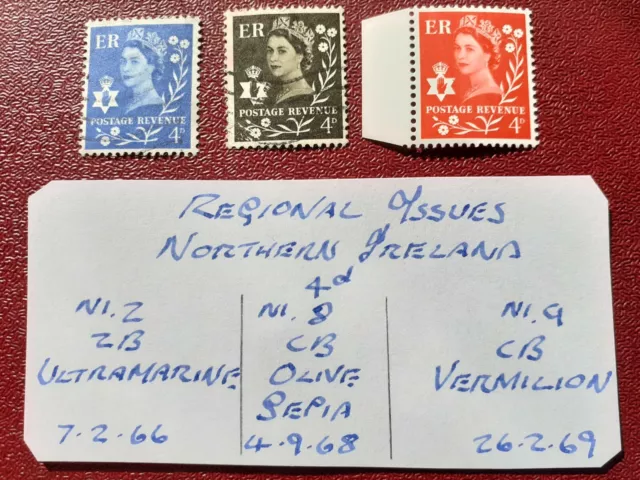 gb stamps,regional issues northern ireland predecimal 4d SGni2,7.2.66/SGni8,4.9.