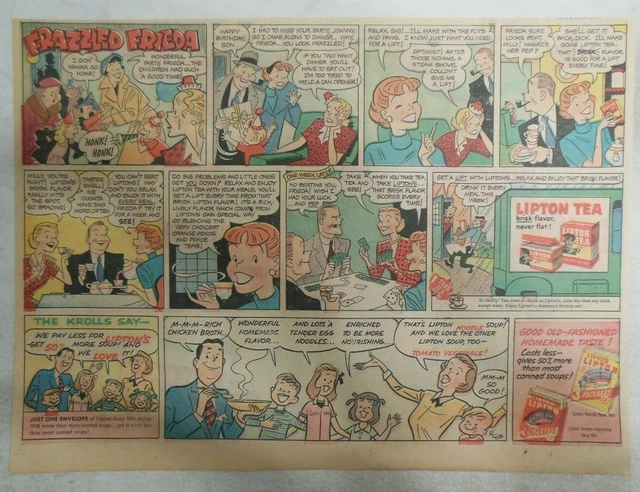 Lipton Tea Ad: "Frazzled Frieda" from 1930's-1950's Size: 11 x 15 inches
