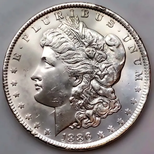 1886 Au/Unc Morgan Silver Dollar 90% $1 Coin Us #Q186
