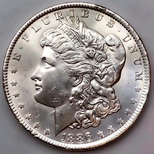 1886 Au/Unc Morgan Silver Dollar 90% $1 Coin Us #Q186