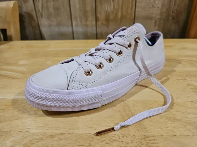 WOMENS CONVERSE CHUCK Taylor All Star Lo Nude Pink Leather Shoes Trainers UK 6 9.99 PicClick UK
