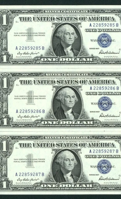((THREE CONSECUTIVE)) $1 1957 Silver Certificate (( GEM )) DAILY AUCTIONS