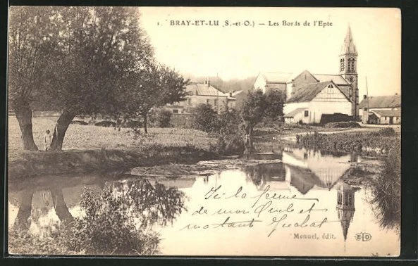 CPA Bray-et-Lu, Les Bords de l´Epte