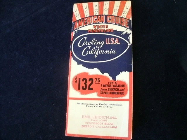 Vintage 1940 American Cruise Circling the USA To California Travel Brochure R621