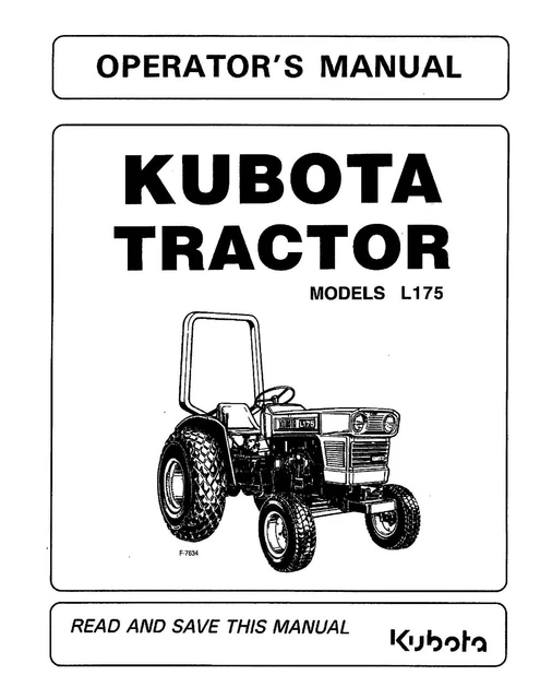 175 Tractor Operator's Manual with Maintenance Schedule Kubota L175