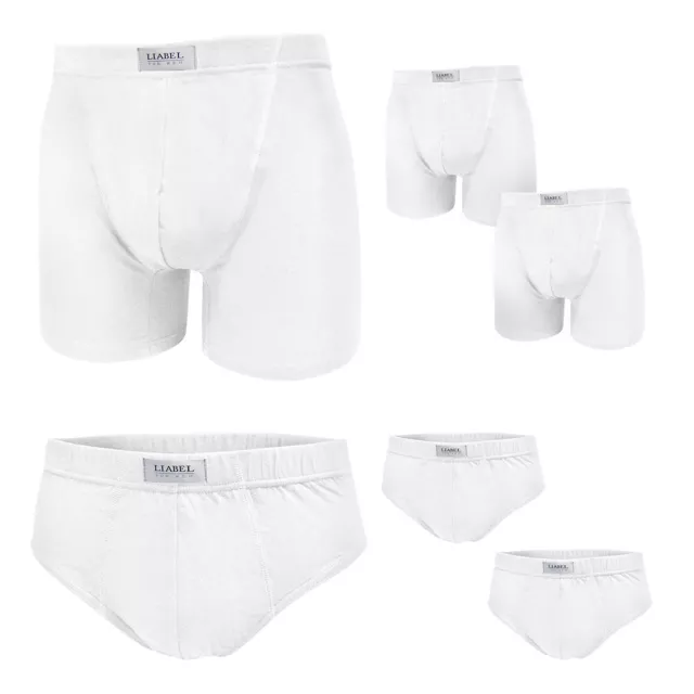 Set 6 Pezzi Uomo BOXER / SLIP LIABEL Cotone Elasticizzato Bianco Tg Forti DD