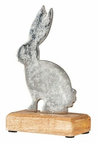 Lepre H17cm H26 CM Mango Legno Metallo Rialzo Decorazione Tavolo Pasqua Figura
