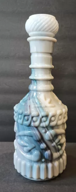 VINTAGE 1972 Jim Beam Blue Gray Swirl Milk Slay Glass Bottle w/Stopper EMPTY