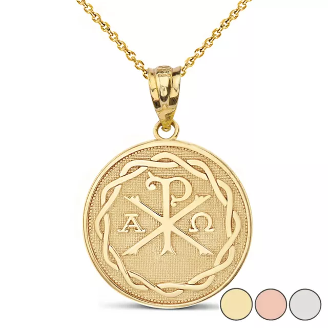 Solid Gold Or .925 Silver Ancient Christian Chi Rho Px Symbol Pendant Necklace
