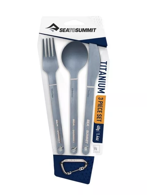 Sea To Summit Titanium Cutlery Set 3 Piece Knife Fork Spoon Kfs Camp Utensils