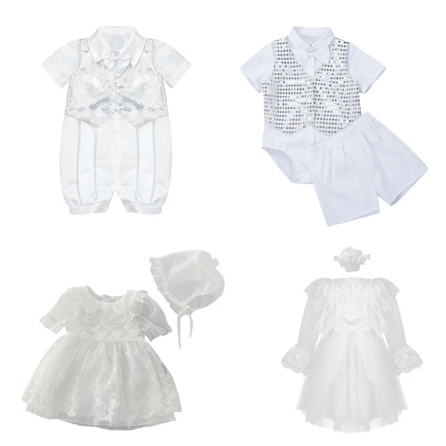 Set abiti Chrisom neonato bambino bambina abito festa battesimo pantaloncini