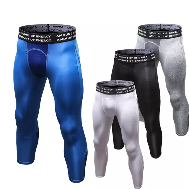 Mens Compression 3/4 Capri Shorts Baselayer Cool Dry Sports Tights Workout Pants