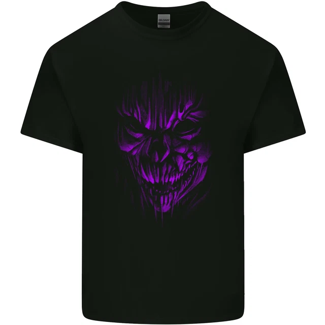 T-shirt top da uomo in cotone Demon Skull Devil Satan Grim Reaper gotica