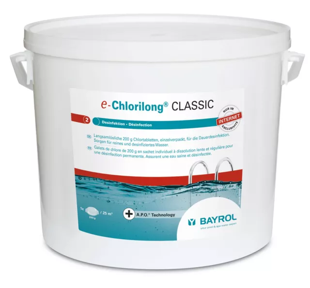 BAYROL e.CHLORILONG CLASSIC Galet 200g - 10kg | Chlore Lent Stabilisé