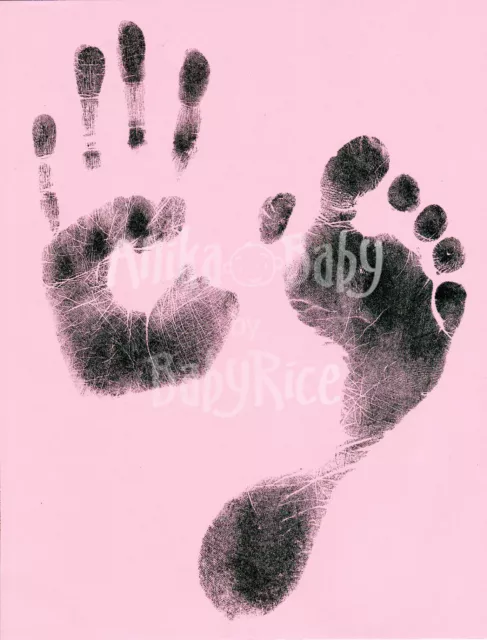 Newborn Baby Girl Toddler Hand Prints Footprints Inkless Wipe Kit Pink A4 Cards