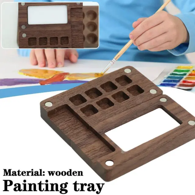 Portable Sketchbook Palette, Walnut Wood Colour Palette Paint Box, E0U0