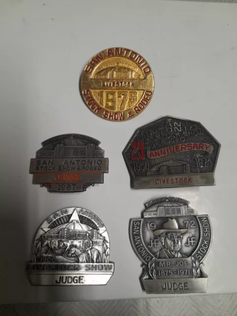 Vintage San Antonio Livestock Show And Rodeo Badge Shirt Pin Lot