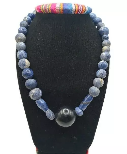 Peruvian Unisex Necklace Handmade Sodalite and Onyx - Natural Stone 3