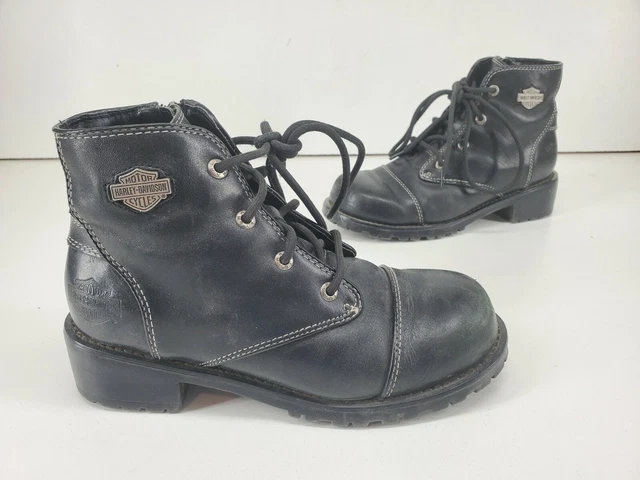 Harley Davidson 83023 Dipstick Black Leather Biker Ankle Size 6-1/2 Size 6.5