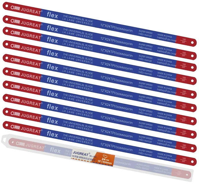 Hacksaw Replacement Blades (10 Pack) High Speed 24 TPI - 12" Length Hack Saw Bla