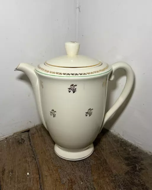 Joli Cafetière GIEN " VALENCE ", Porcelaine, France, Blanc et Or, H : 21,5 cm