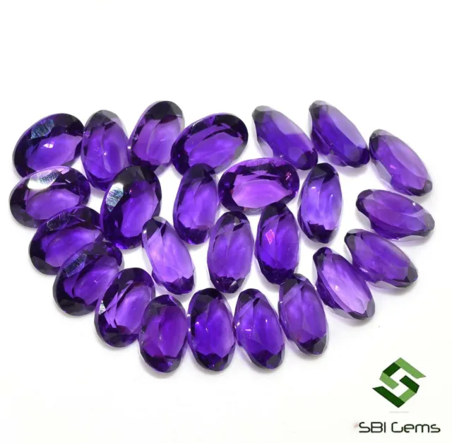 8x6 mm Certified Natural Amethyst Oval Cut Lot 25 Pcs 27.91 CTS Loose Gemstones
