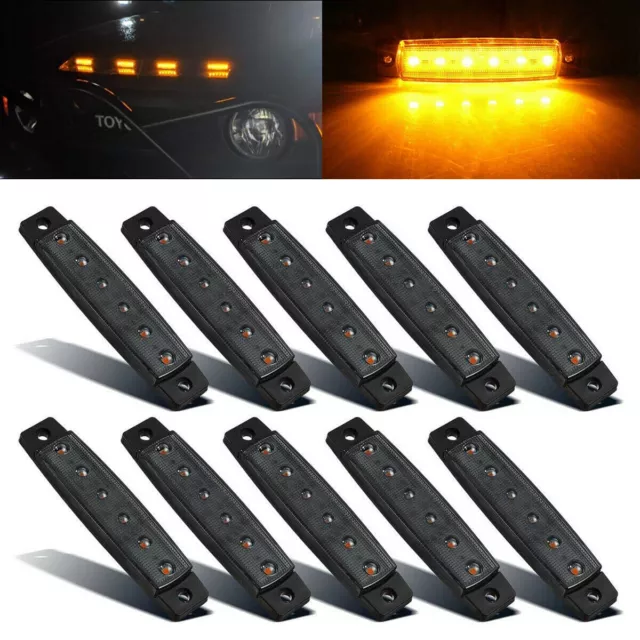 10x 3.8" Smoked Amber Side Marker Clearance Lights 6 LED for Truck Trailer Boat