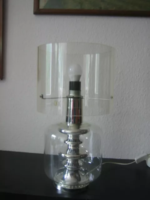 Tisch - Lampe 70er , Glas - Chrom