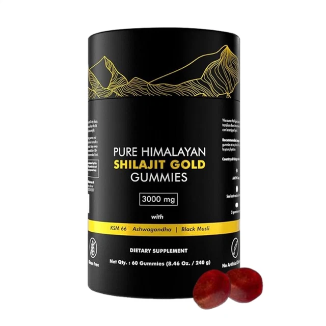 HWAXIGO 3000mg Himalayan Shilajit Gummies Gold For Men & Women - Organic & Natural With 85 Essential Minerals & Fulvic Acid - Non-GMO - 100% Natural & Organic (1 Bottle/60 Gummy - View #10