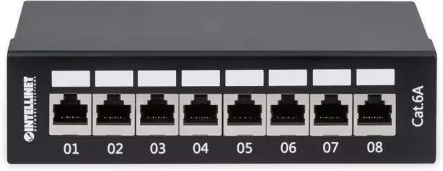 Intellinet Patch Panel, Cat6a, FTP, 8-Port, Desktop, Shielded, 90° Top-Entry Pun 3