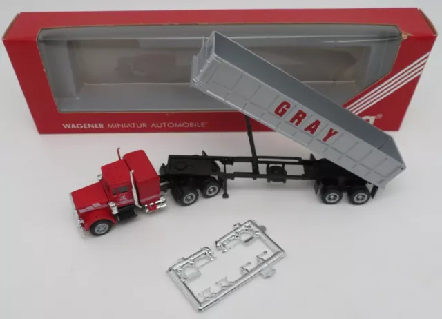 Herpa Ho 1/87 US Truck Kenworth W900 Trailer Mid Trailer Benne Gray #850014