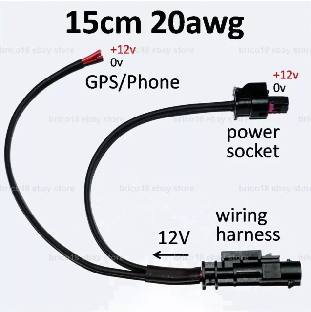 BMW Accessory Plug Cable 15cm/20awg - R1200 R1250 F650 F700 F750 F800 F850 GS