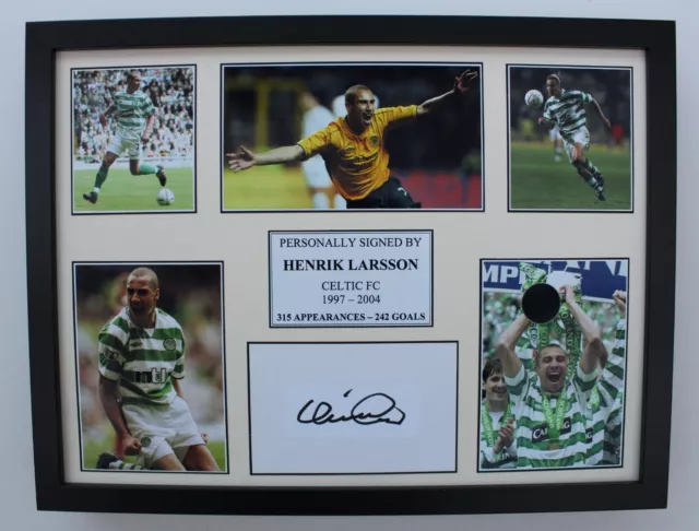 Henrik Larsson Signed Celtic Multi Picture Career Display with COA (23074)